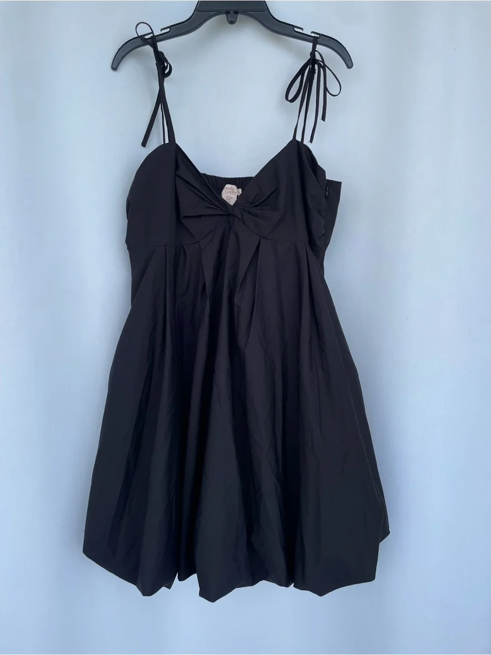 Camila Coelho Black Mini Dress with Front Knot & Tie Straps